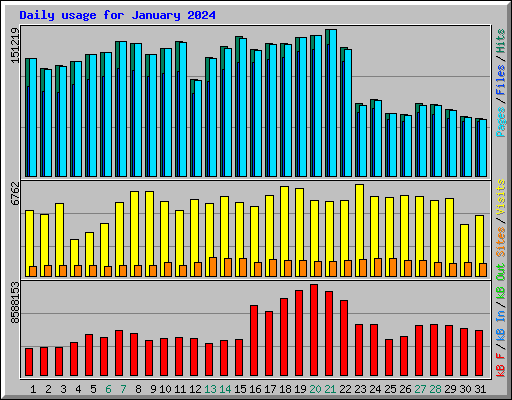 Daily usage for January 2024